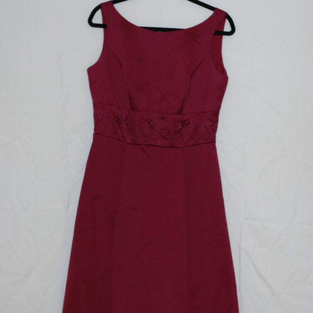 Vintage Mori Lee Satin A-Line Bridesmaid Evening Gown with Embroidery Detail